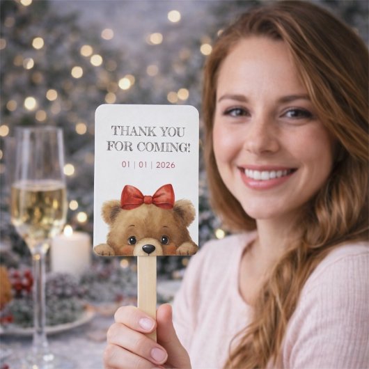 Baby Bear And Rowan Berries Baby Shower ハンドファン