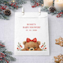 Baby Bear And Rowan Berries Baby Shower フェイバーバッグ