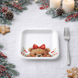 Baby Bear And Rowan Berries Baby Shower ペーパープレート