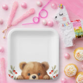 Baby Bear And Rowan Berries Baby Shower ペーパープレート (パーティー)