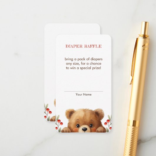 Baby Bear And Rowan Berries Diaper Raffle エンクロージャーカード (正面/裏面インサイチュ)