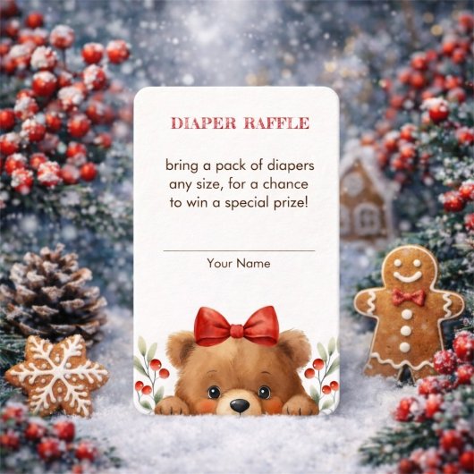Baby Bear And Rowan Berries Diaper Raffle エンクロージャーカード
