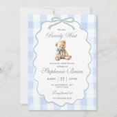 Baby Bear Baby Shower Invitation Editable Pale Blu 招待状 (正面)