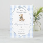 Baby Bear Baby Shower Invitation Editable Pale Blu 招待状 (スタンド正面)