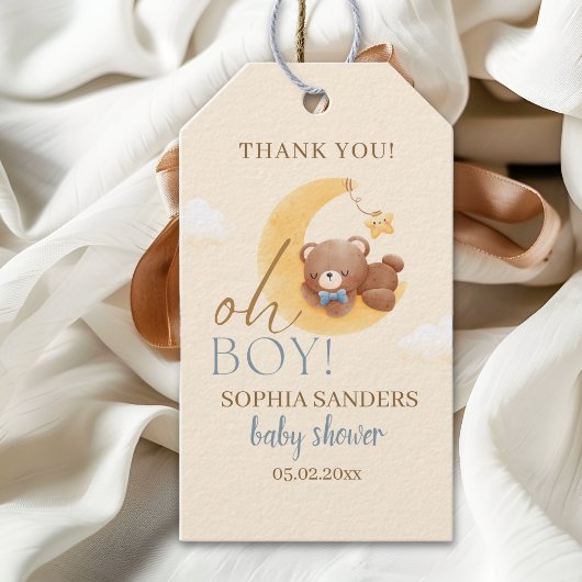 Baby Bear on the Way! Boy Baby Shower ギフトタグ