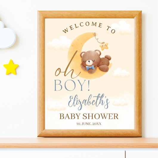 Baby Bear on the Way! Boy Baby Shower ポスター