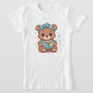 Baby Bear Reading a Book Tシャツ