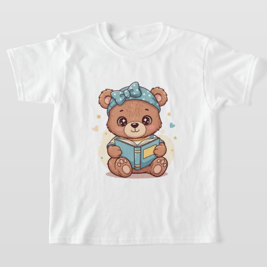 Baby Bear Reading a Book Tシャツ (レイダウン)