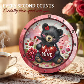 Baby Bear Valentine Red Heart ラージ壁時計