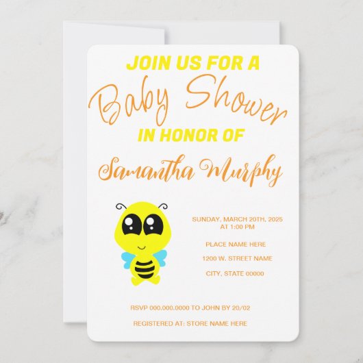 Baby Bee | Baby Shower Invitation 招待状 (正面)