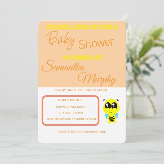 Baby Bee | Invitación de Baby Shower 招待状 (スタンド正面)