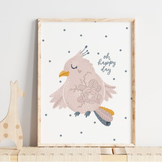 Baby Bird Pink Happy Day Poster | Wall Print ポスター