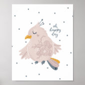Baby Bird Pink Happy Day Poster | Wall Print ポスター (正面)