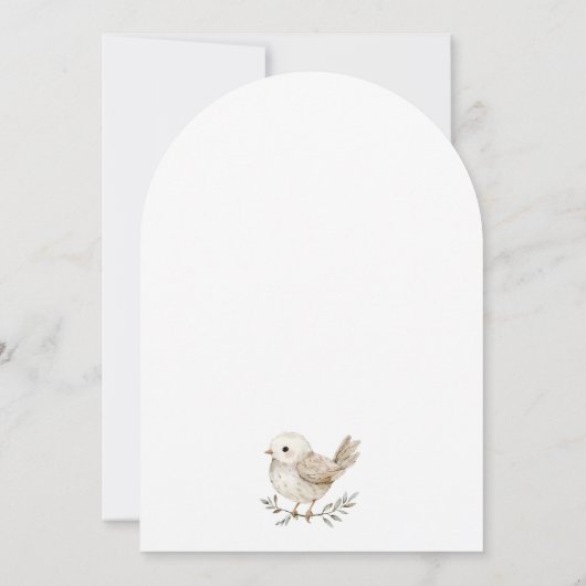 Baby bird watercolor minimal NESTING PARTY 招待状 (裏面)