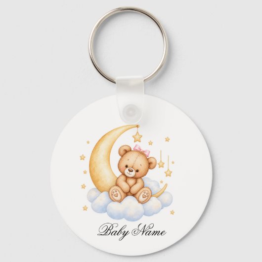 Baby Birth Custom Monogram Parents Keychain キーホルダー (正面)