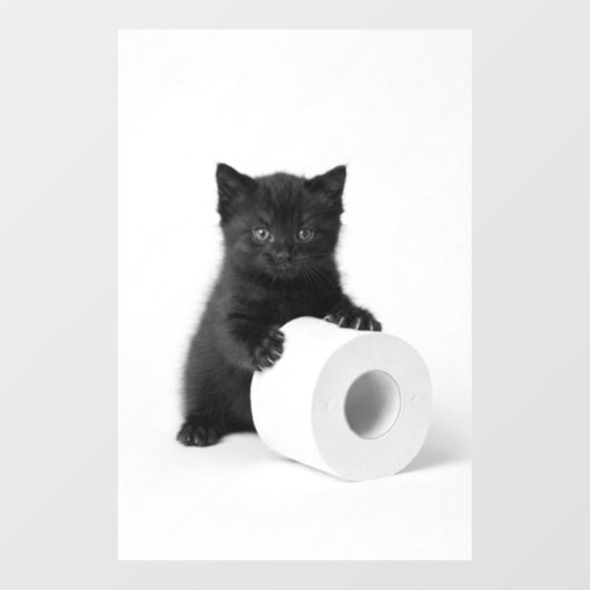 Baby Black Kitten Guarding Toilet Paper Roll On ウィンドウサイン (シート)