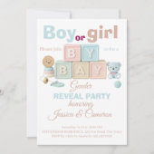 Baby Blocks Gender Reveal  招待状 (正面)