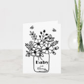 BABY BLOOM BLACK & WHITE DIGITAL DOWNLOAD INVITE カード (正面)