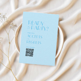 Baby Blue海はっきりしたのQRコー結婚ドRSVPカード 招待状