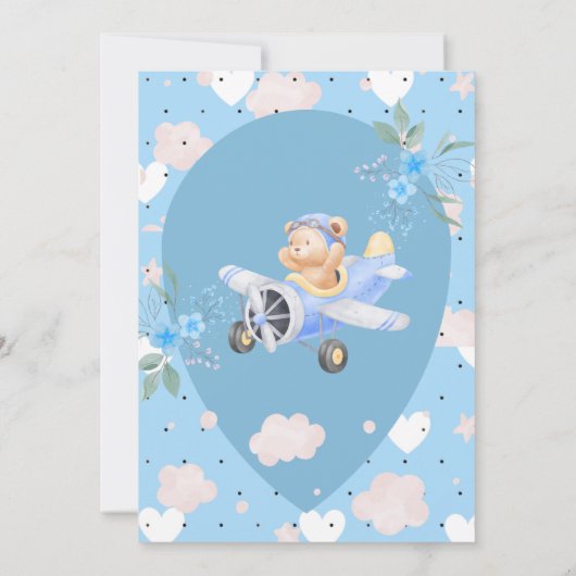 Baby Blue 1st Birthday invitation  招待状 (裏面)