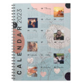 Baby Blue 2023カレンダージャーナル、6枚のカスタム写真 ノートブック (正面)