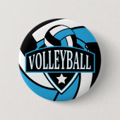 Baby Blue and Black Volleyball Logo 缶バッジ (正面)