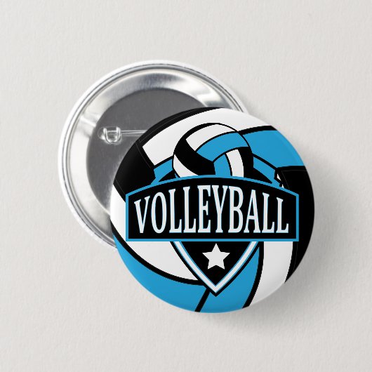 Baby Blue and Black Volleyball Logo 缶バッジ (正面&裏面)