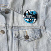 Baby Blue and Black Volleyball Logo 缶バッジ (インサイチュ)