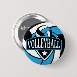 Baby Blue and Black Volleyball Logo 缶バッジ