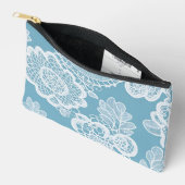 Baby blue and white floral patterns AI art  アクセサリーポーチ (見開き)