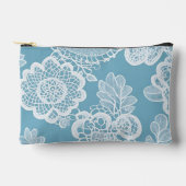 Baby blue and white floral patterns AI art  アクセサリーポーチ (正面)