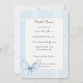 Baby Blue Butterfly Faux Linen Bridal Shower 招待状 (正面)