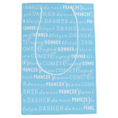 Baby Blue Christmas Gift Bag | Santa's Reindeer ミディアムペーパーバッグ (正面)