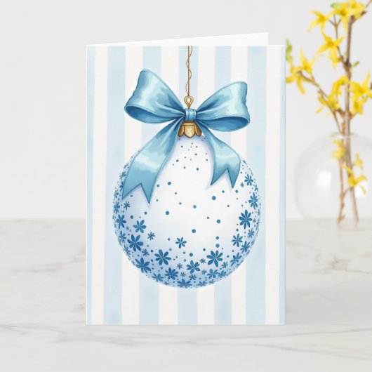 Baby Blue Christmas Ornament Card カード (黄色い花)