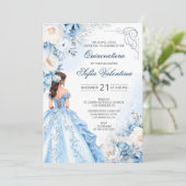 Baby Blue Cinderella Quinceañera Invitation 招待状 (スタンド正面)