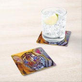 Baby Blue Eyes Tiger Cub スクエアペーパーコースター (インサイチュ)