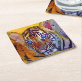 Baby Blue Eyes Tiger Cub スクエアペーパーコースター (アングル)