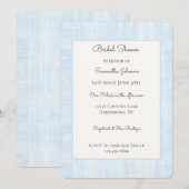 Baby Blue Faux Linen Bridal Shower 招待状 (正面/裏面)