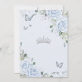 Baby Blue Floral Butterflies Silver Quinceanera 招待状 (裏面)