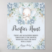 Baby Blue Floral Elephant Pacifier Hunt Game ポスター (正面)