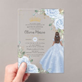 Baby Blue Floral Princess Gown Quinceañera Quince アクリル招待状 (インサイチュ (ポータブル))
