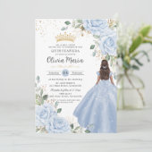 Baby Blue Floral Princess Gown Quinceañera Quince 招待状 (スタンド正面)
