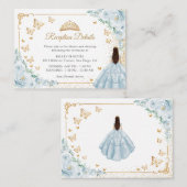 Baby Blue Gold Quinceanera Reception Details エンクロージャーカード (正面/裏面)
