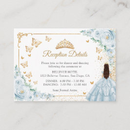 Baby Blue Gold Quinceanera Reception Details エンクロージャーカード