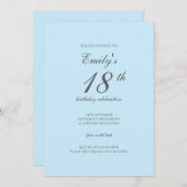 Baby Blue Minimalist 18th Birthday Invitation 招待状 (正面/裏面)