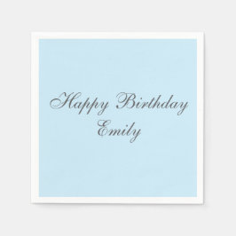 Baby Blue Minimalist Birthday Party Napkins スタンダードカクテルナプキン