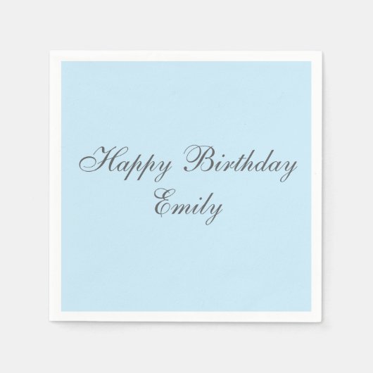 Baby Blue Minimalist Birthday Party Napkins スタンダードカクテルナプキン (正面)