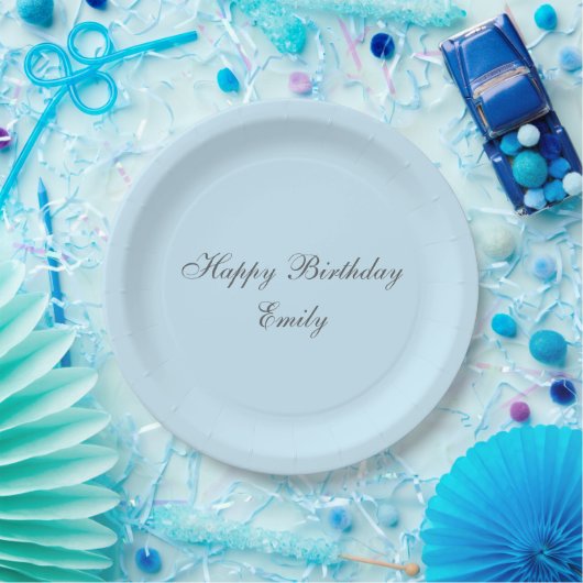 Baby Blue Minimalist Birthday Party Paper Plates ペーパープレート (パーティー)