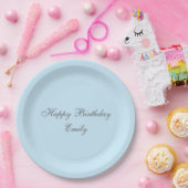 Baby Blue Minimalist Birthday Party Paper Plates ペーパープレート (パーティー)