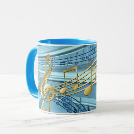  Baby Blue Musical Notes マグカップ (正面左)